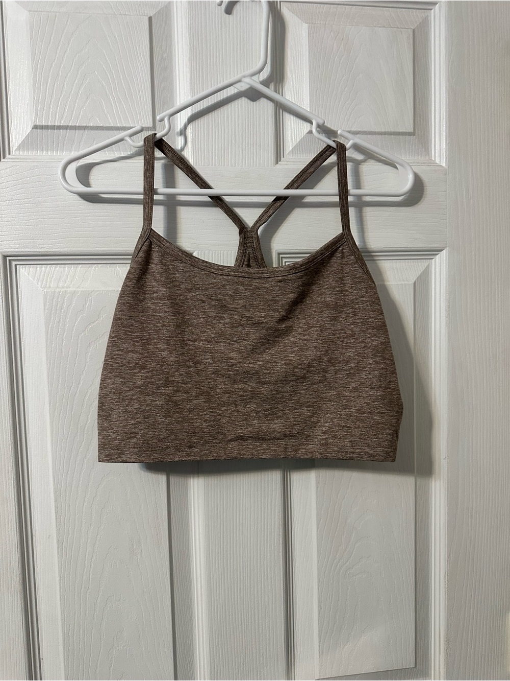 aerie brown heather seamless racerback sports bra